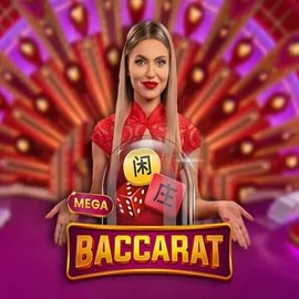Mega Baccarat online game logo by Pragmatic Play on scooorecasino-be.com